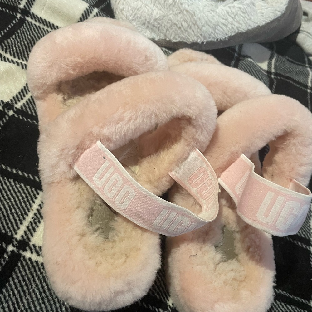 UGG Soft Pink Fluffy Sandals